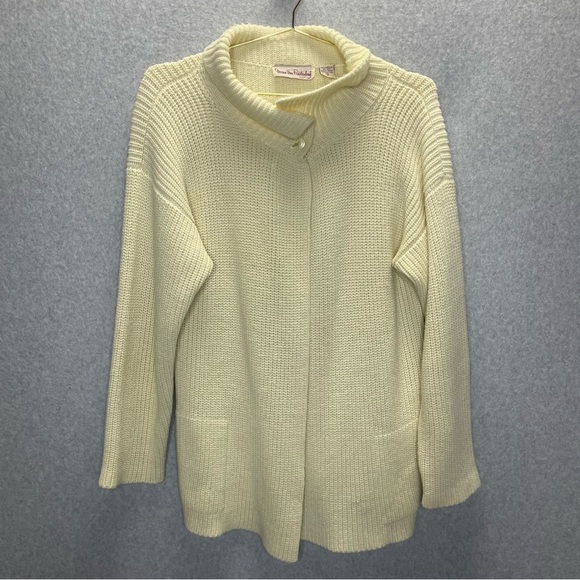 Vintage Diane Von Furstenberg Woven Cream Cardigan Sweater - Picture 1 of 5